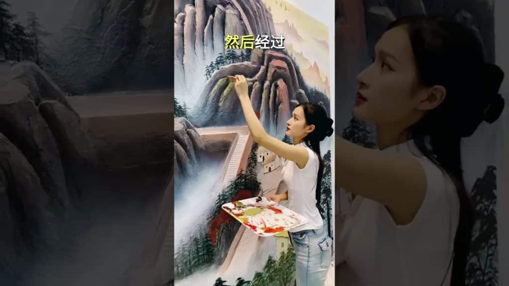 Youtube (純潔): 她用纯洁的爱😮制作了墙壁艺术